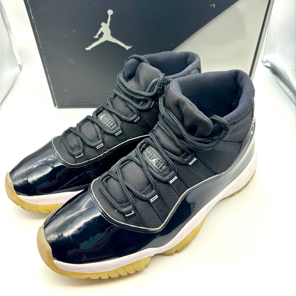 Nike Air Jordan 11 Jubilee 25th Anniversary Black White Metallic Silver Size 13